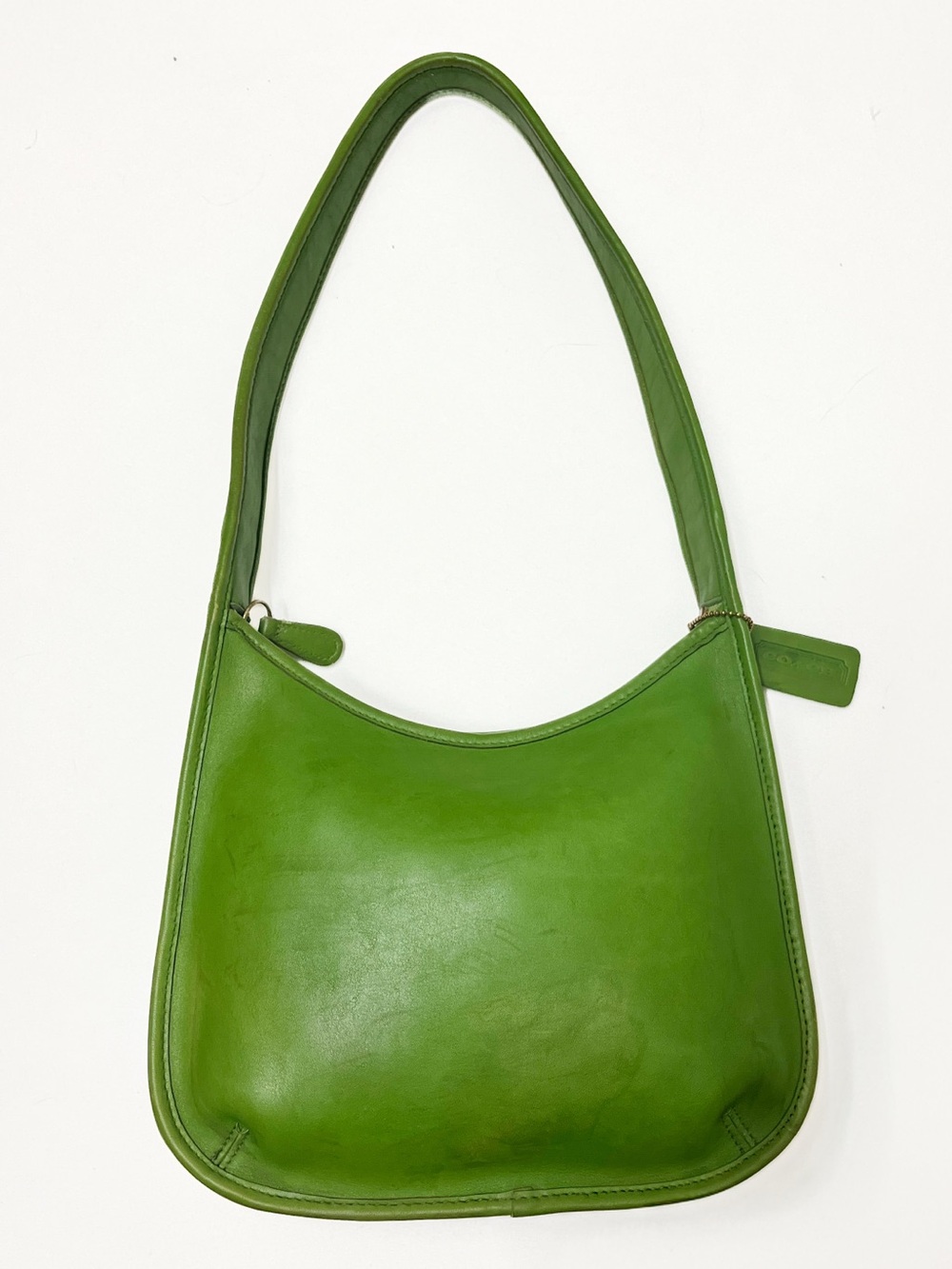 RARE Vintage Coach Leaf Green Leather Ergo Mini Zip Shoulder Bag 9020 - Picture 2 of 9